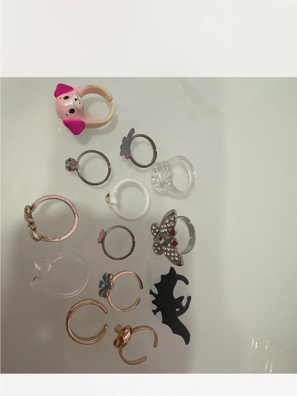 Kids Pink and Purple Assorted Fashion Rings Set